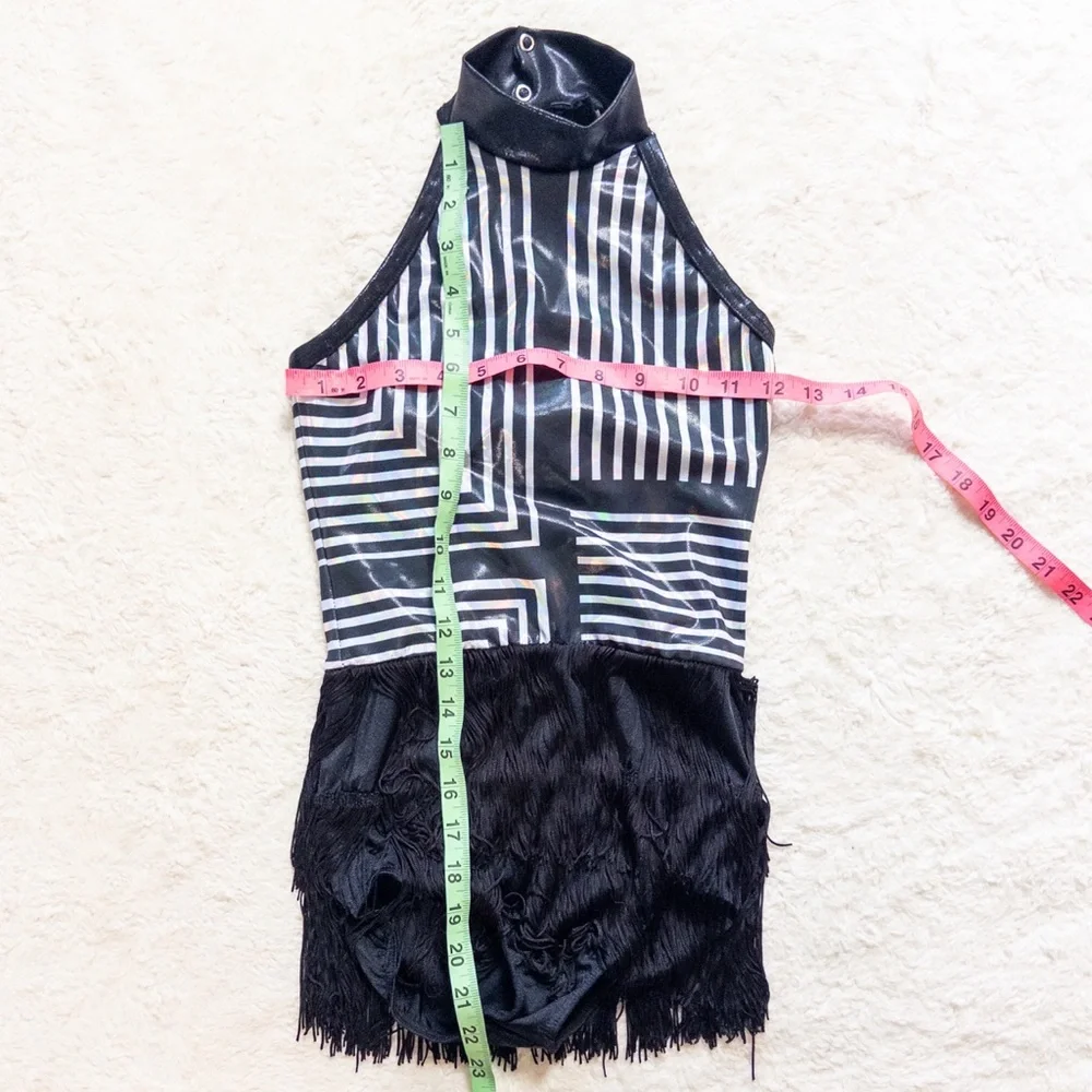 Black and White Geometric Halter Dress